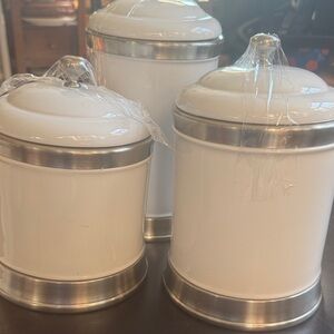 Williams & Sonoma White and Silver Canister Set